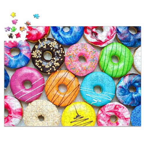 Fishwisdom 500-Piece Donut Cupcake Jigsaw Puzzle – 20.5x15 inch, Eco-Friendly, with Poster & Bag
