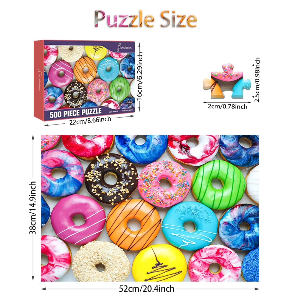 Fishwisdom 500-Piece Donut Cupcake Jigsaw Puzzle – 20.5x15 inch, Eco-Friendly, with Poster & Bag