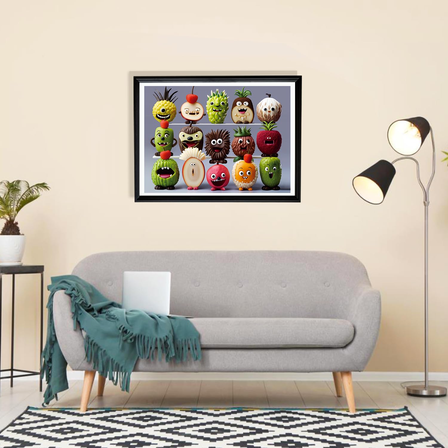 Fishwisdom 500-Piece Happy Fruits Jigsaw Puzzle – Eco-Friendly Recycled Cardboard, Includes Poster and Storage Bag