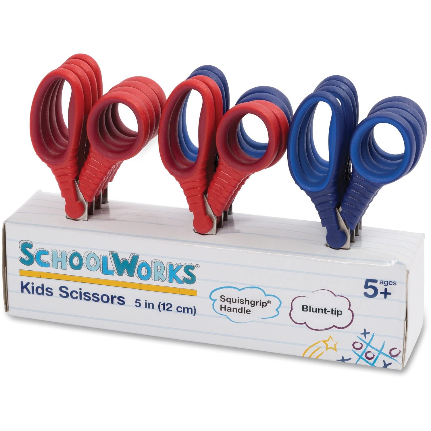 Fiskars Schoolworks 5-Inch Blunt-Tip Scissors for Kids Ages 4-7 - 12-Pack (Red and Blue)
