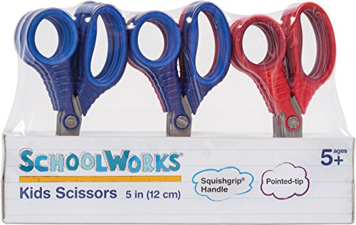 Fiskars Schoolworks 5" Pointed-Tip Scissors for Kids Ages 4-7 (12-Pack) – Red & Blue