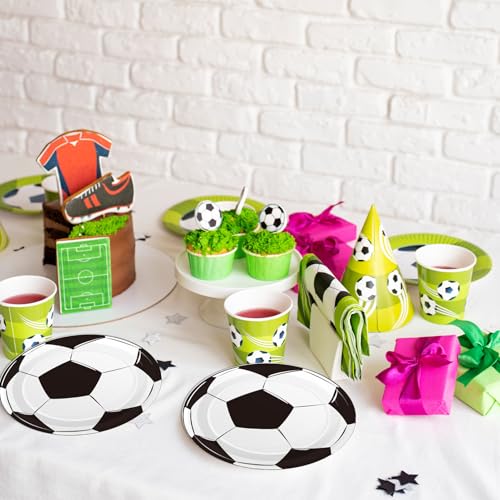 Fitoyplak 60-Pack 7-Inch Soccer Paper Plates – Disposable Party Plates for Soccer Theme Birthdays, Game Day, and Sports Events