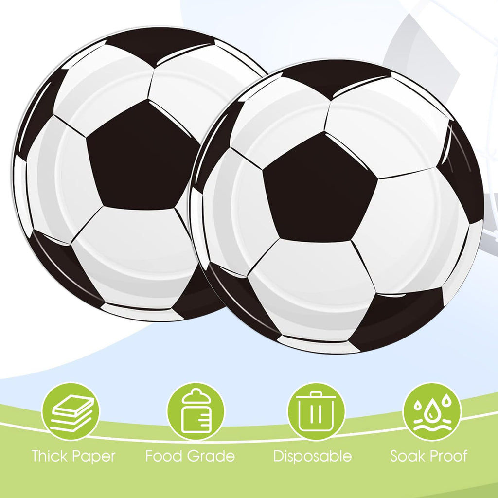 Fitoyplak 60-Pack 7-Inch Soccer Paper Plates – Disposable Party Plates for Soccer Theme Birthdays, Game Day, and Sports Events