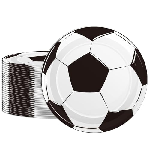 Fitoyplak 60-Pack 7-Inch Soccer Paper Plates – Disposable Party Plates for Soccer Theme Birthdays, Game Day, and Sports Events