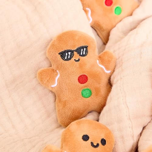 Five Gingerbread Plush Toys with Individual Personalities and Soft Carrier Basket by Relatable