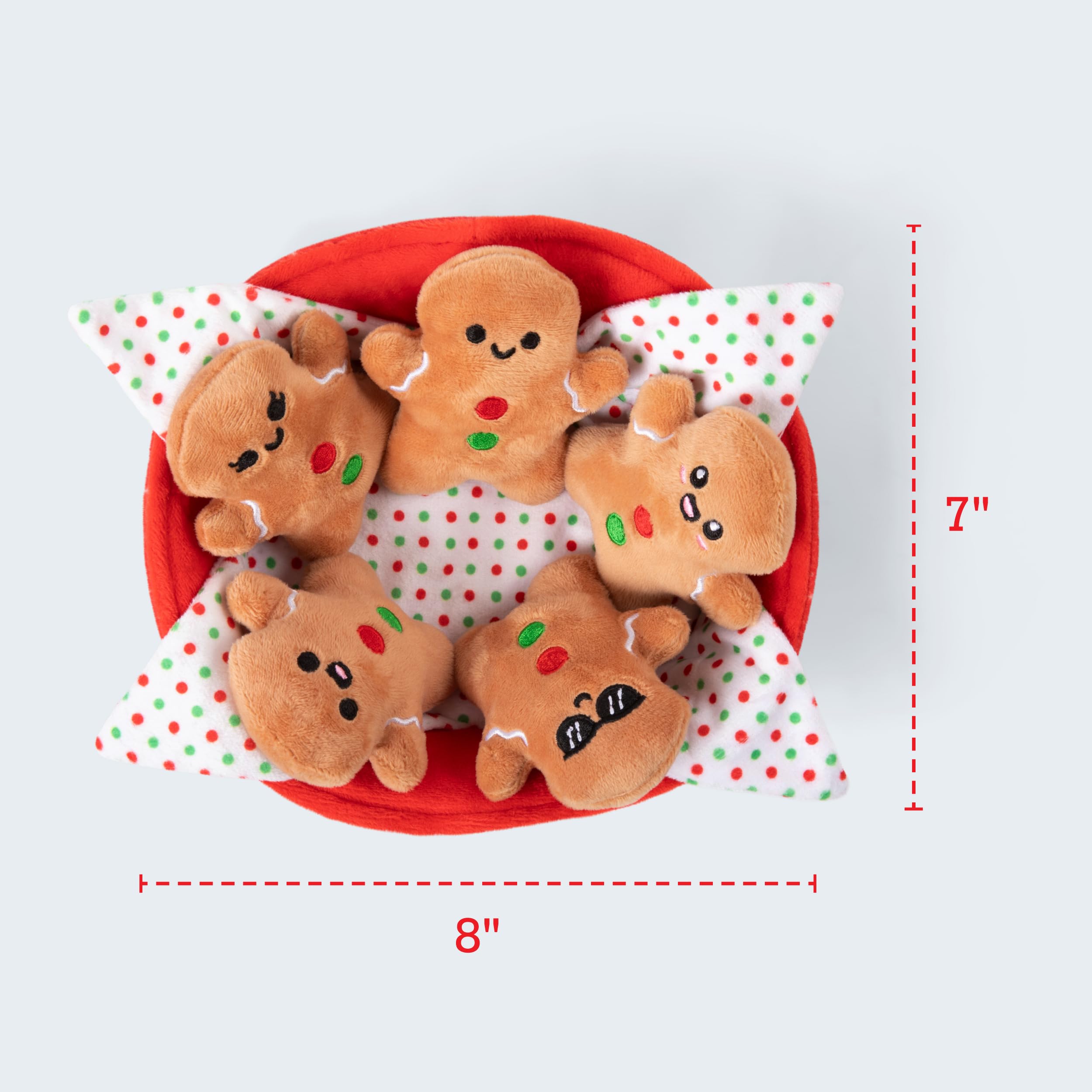 Five Gingerbread Plush Toys with Individual Personalities and Soft Carrier Basket by Relatable