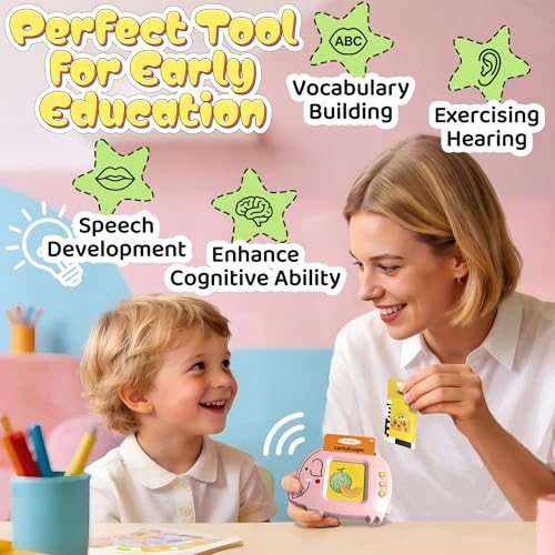 Flamax Baby Talking Flash Cards for Toddlers 1-3 – 224 Words, Elephant Reader, Rechargeable