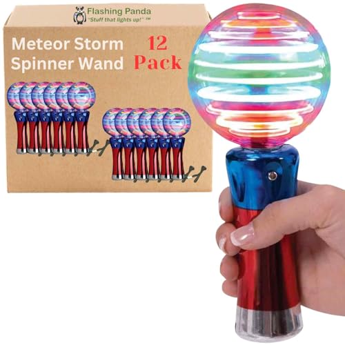 Flashing Panda Meteor Storm LED Spinner Wand – Light-Up Magic Ball with Changing Patterns for Parties and Sensory Play