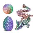 Flavery 3D Printed Dragon in Egg - Green Purple Copper 5.1 Inch Tricolor Egg with Flexible Crystal Dragon, Fidget Toy Desk Pet