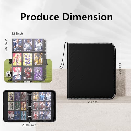 FLEKKO 720-Card PU Leather Binder - 9 Pocket 40 Pages, Water-Resistant Black Trading Card Album for MTG, Sports Cards
