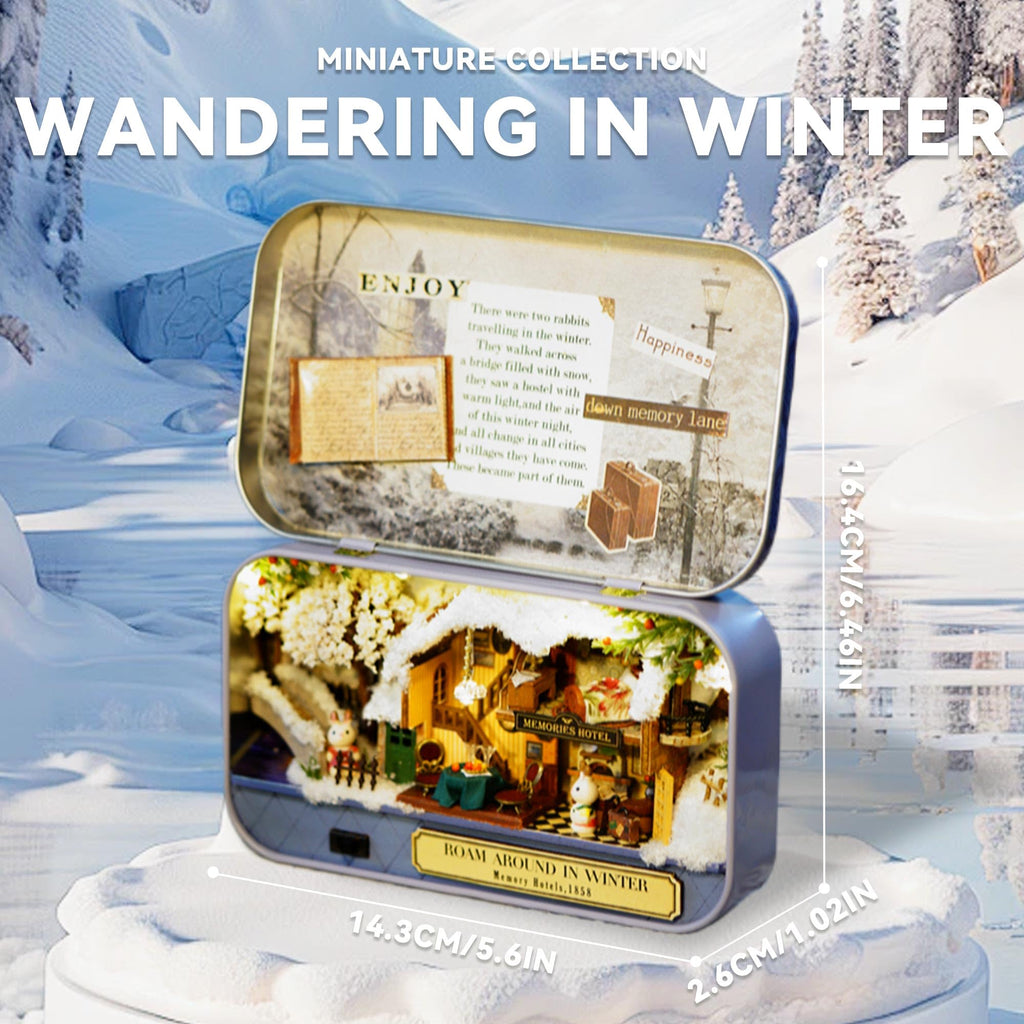 Flever DIY Miniature Dollhouse Kit: Roam Around in Winter with Furniture, LED Lights & Music Movement