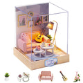 Flever Dollhouse Miniature DIY House Kit - Afternoon Tea Time Room Model with Furniture, Self-Assembly Craft Set