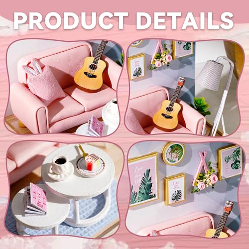Flever Dollhouse Miniature DIY House Kit - Afternoon Tea Time Room Model with Furniture, Self-Assembly Craft Set