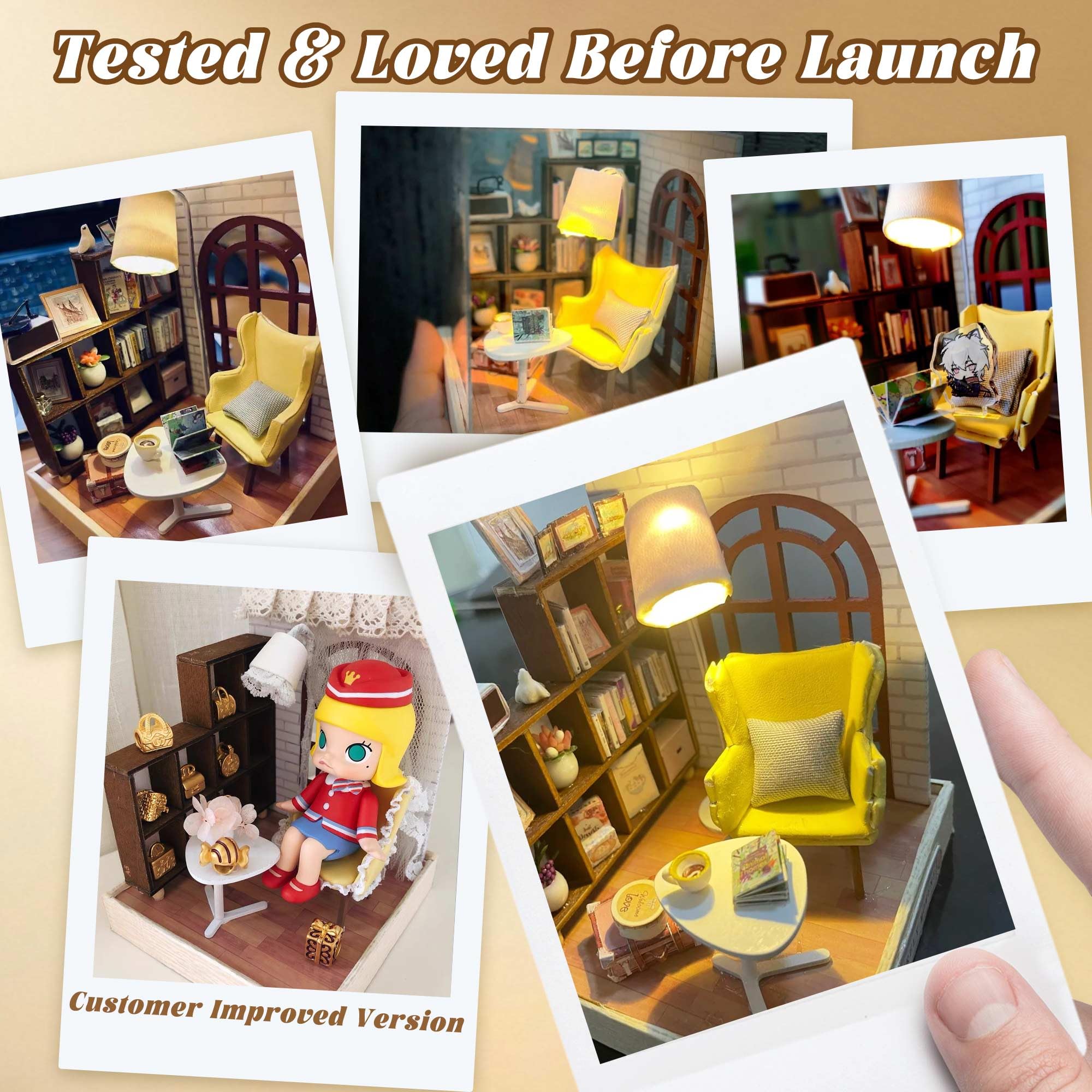 Flever Dollhouse Miniature DIY Kit - Leisurely Moment, 1:32 Scale with LED Lights & Music