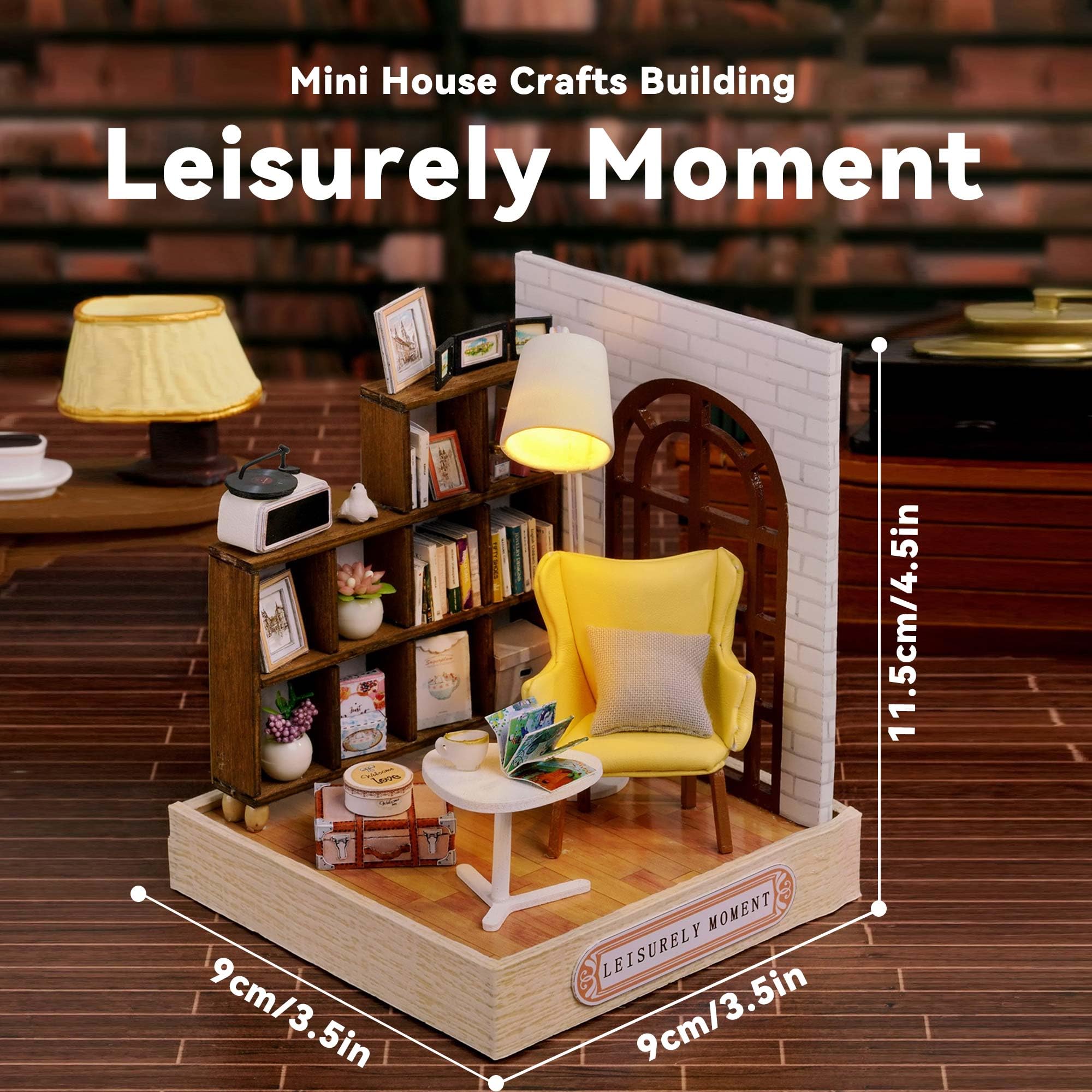 Flever Dollhouse Miniature DIY Kit - Leisurely Moment, 1:32 Scale with LED Lights & Music