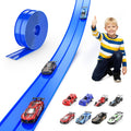 Flexible 15-Foot Race Track with Suction Cups – Compatible with Hot Wheels & 1/64 Cars, Includes 8 Toy Cars for Kids Ages 3+