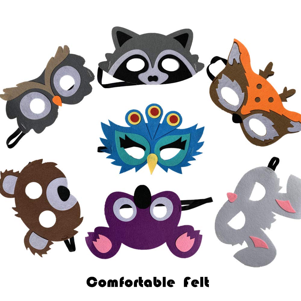 FLOWERBB 12pc Felt Animal Masks Set - Woodland & Jungle Creatures for Kids Party Favors