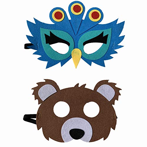 FLOWERBB 12pc Felt Animal Masks Set - Woodland & Jungle Creatures for Kids Party Favors