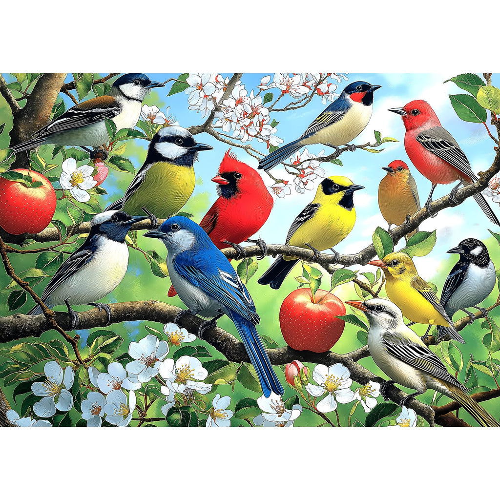 Flowers Birds 1000 Piece Puzzle for Adults – Hummingbird Jigsaw with Poster and Sorting Letters