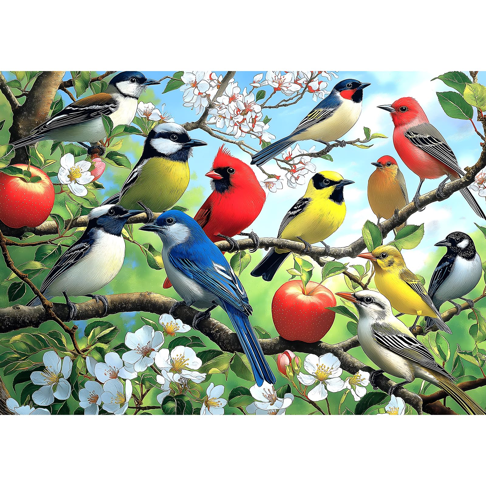 Flowers Birds 1000 Piece Puzzle for Adults – Hummingbird Jigsaw with Poster and Sorting Letters