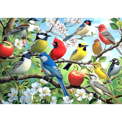 Flowers Birds 1000 Piece Puzzle for Adults – Hummingbird Jigsaw with Poster and Sorting Letters