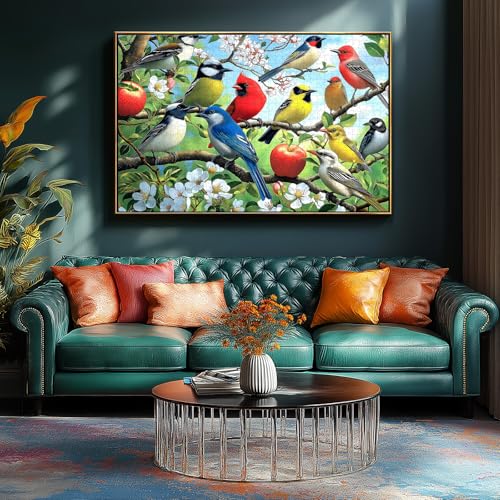 Flowers Birds 1000 Piece Puzzle for Adults – Hummingbird Jigsaw with Poster and Sorting Letters