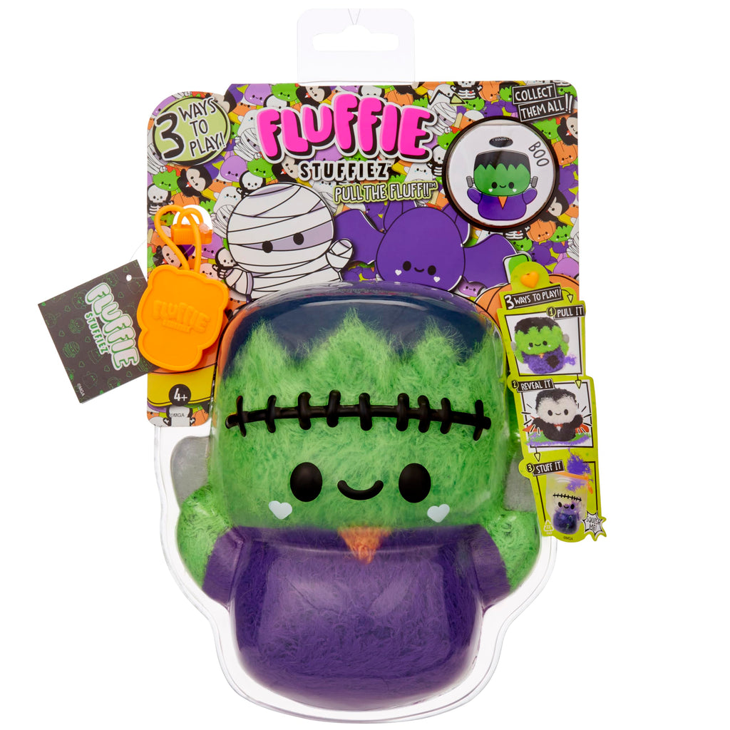 Fluffie Stuffiez Halloween Frankenstein Small Plush – Surprise Reveal, ASMR Fidget, DIY Fur Pulling Toy