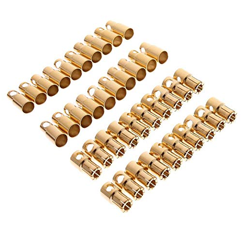 FLY RC 20 Pairs Gold Plated 6mm Bullet Connectors for RC Motor ESC Battery (60A)