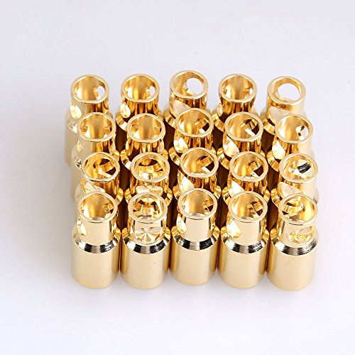 FLY RC 20 Pairs Gold Plated 6mm Bullet Connectors for RC Motor ESC Battery (60A)