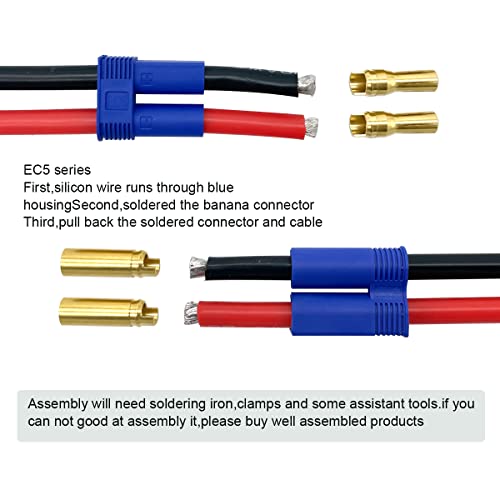 FLY RC EC5 Banana Plug Connectors 10 Pairs Male Female 5mm Gold Bullet for RC Batteries ESC