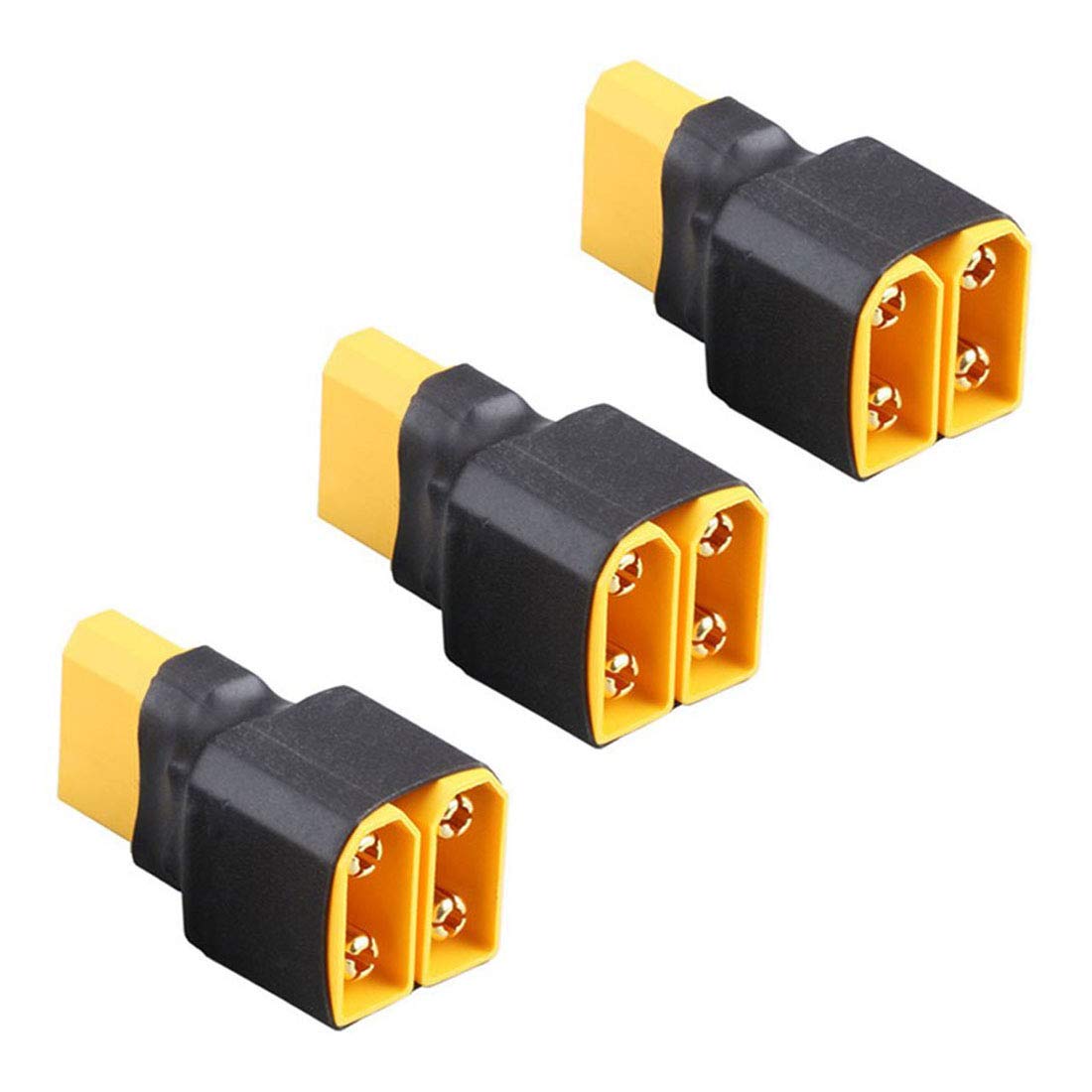 FLY RC XT90 Parallel Battery Connector Adapter 3-Pack – 1 Female to 2 Male for RC LiPo/NiMH
