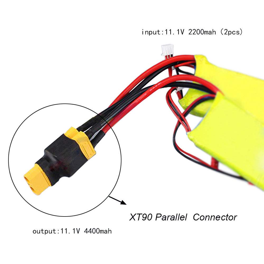 FLY RC XT90 Parallel Battery Connector Adapter 3-Pack – 1 Female to 2 Male for RC LiPo/NiMH
