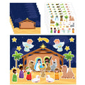 FLYAB Nativity Stickers 12 Sets - DIY Christian Christmas Sticker Craft Kit with Background Cards