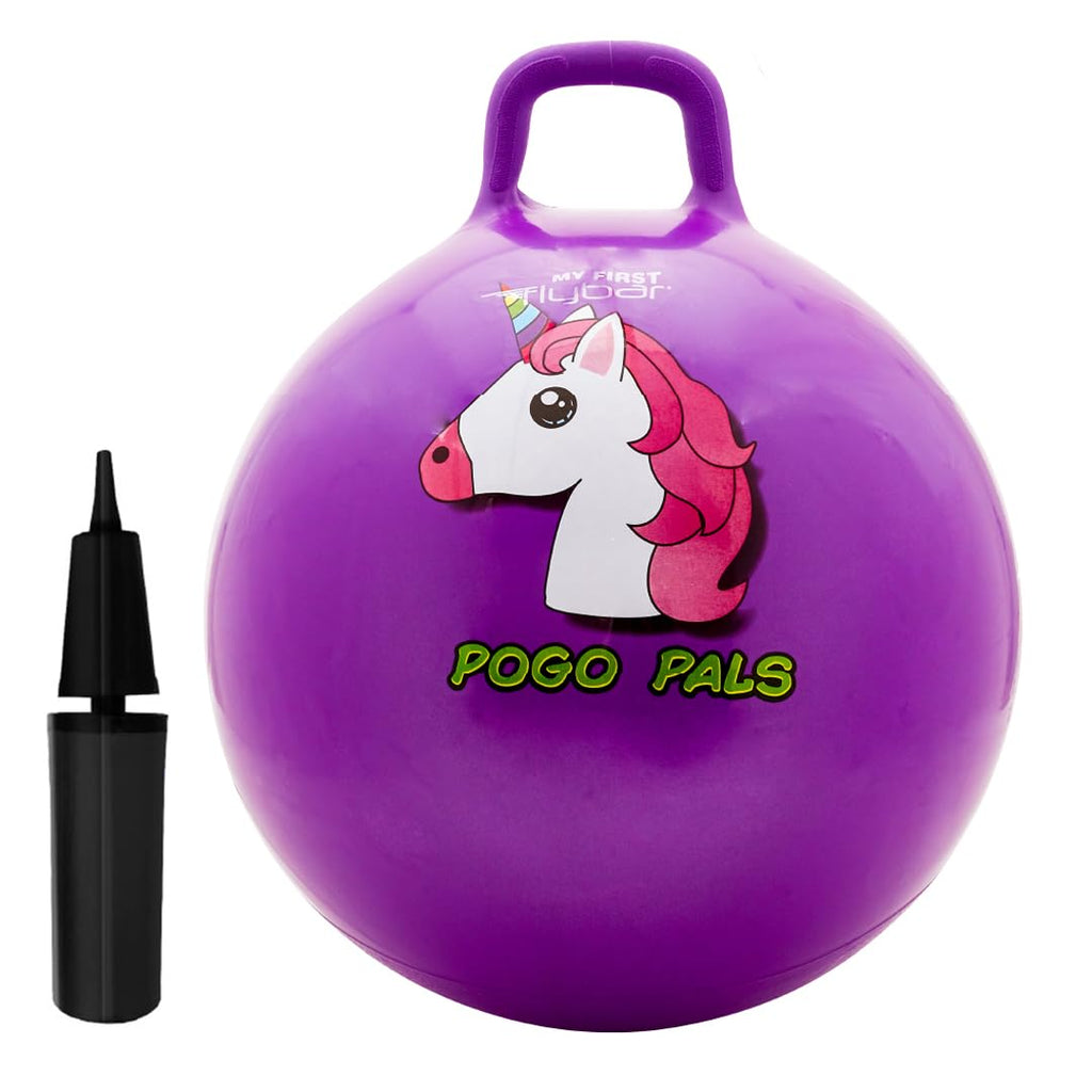 Flybar 18-Inch Hopper Ball for Kids – Inflatable Bouncy Ride-On with Handle, Includes Pump, Supports Up to 165 lbs, Ages 3+