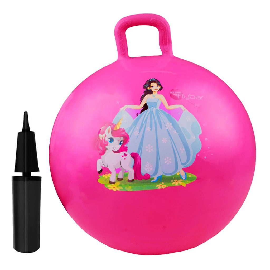 Flybar 18-Inch Hopper Ball for Kids – Inflatable Bouncy Ride-On with Handle, Includes Pump, Supports Up to 165 lbs, Ages 3+