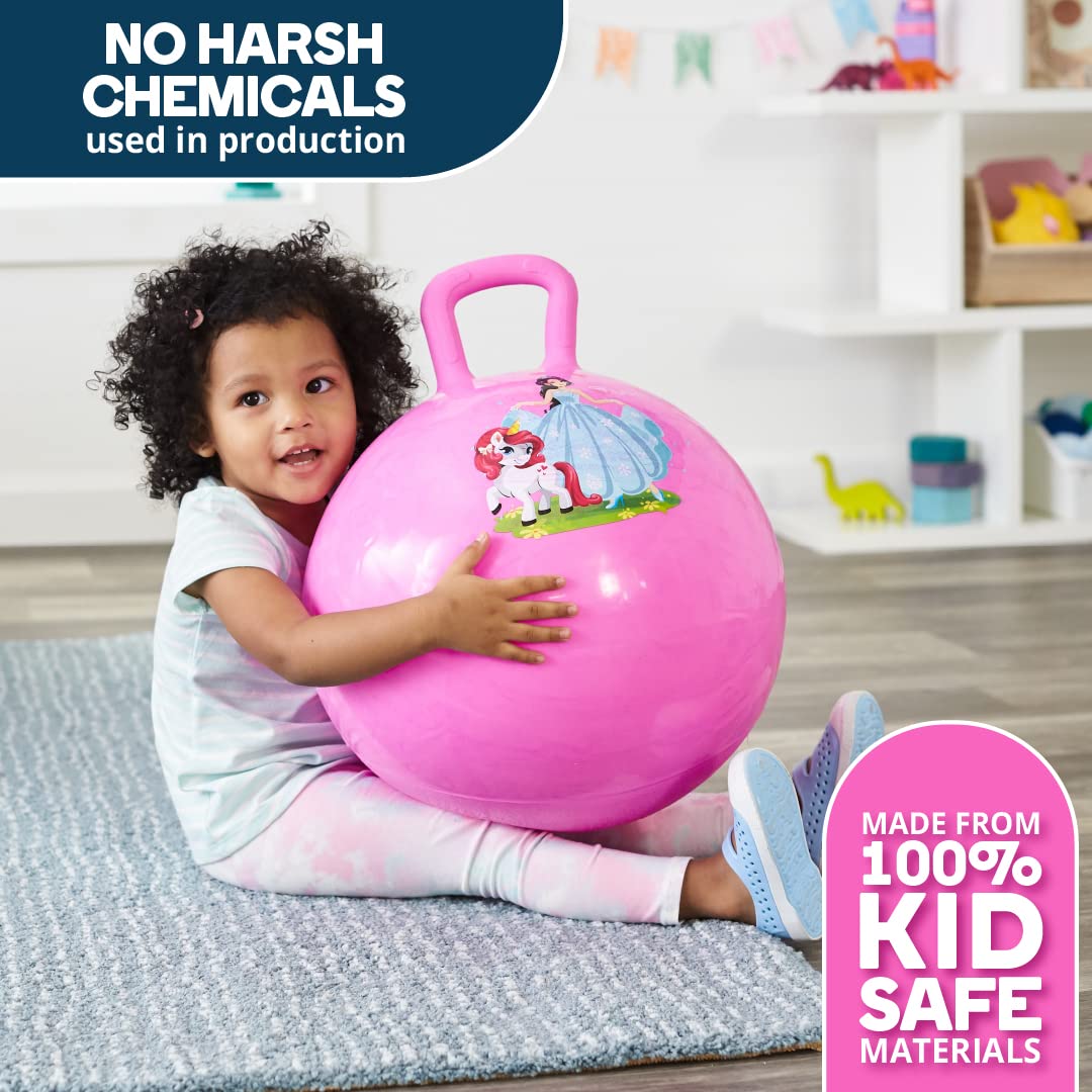 Flybar 18-Inch Hopper Ball for Kids – Inflatable Bouncy Ride-On with Handle, Includes Pump, Supports Up to 165 lbs, Ages 3+