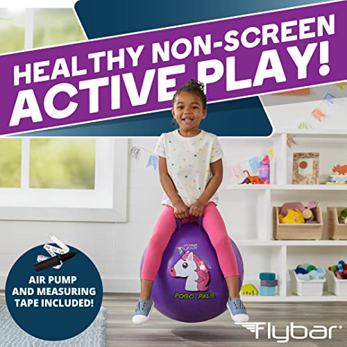 Flybar 18-Inch Hopper Ball for Kids – Inflatable Bouncy Ride-On with Handle, Includes Pump, Supports Up to 165 lbs, Ages 3+