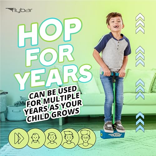 Flybar My First Foam Pogo Jumper - Blue - Bungee Pogo Stick for Kids Ages 3+, Safe Indoor/Outdoor Fun, Supports Up to 250 lbs