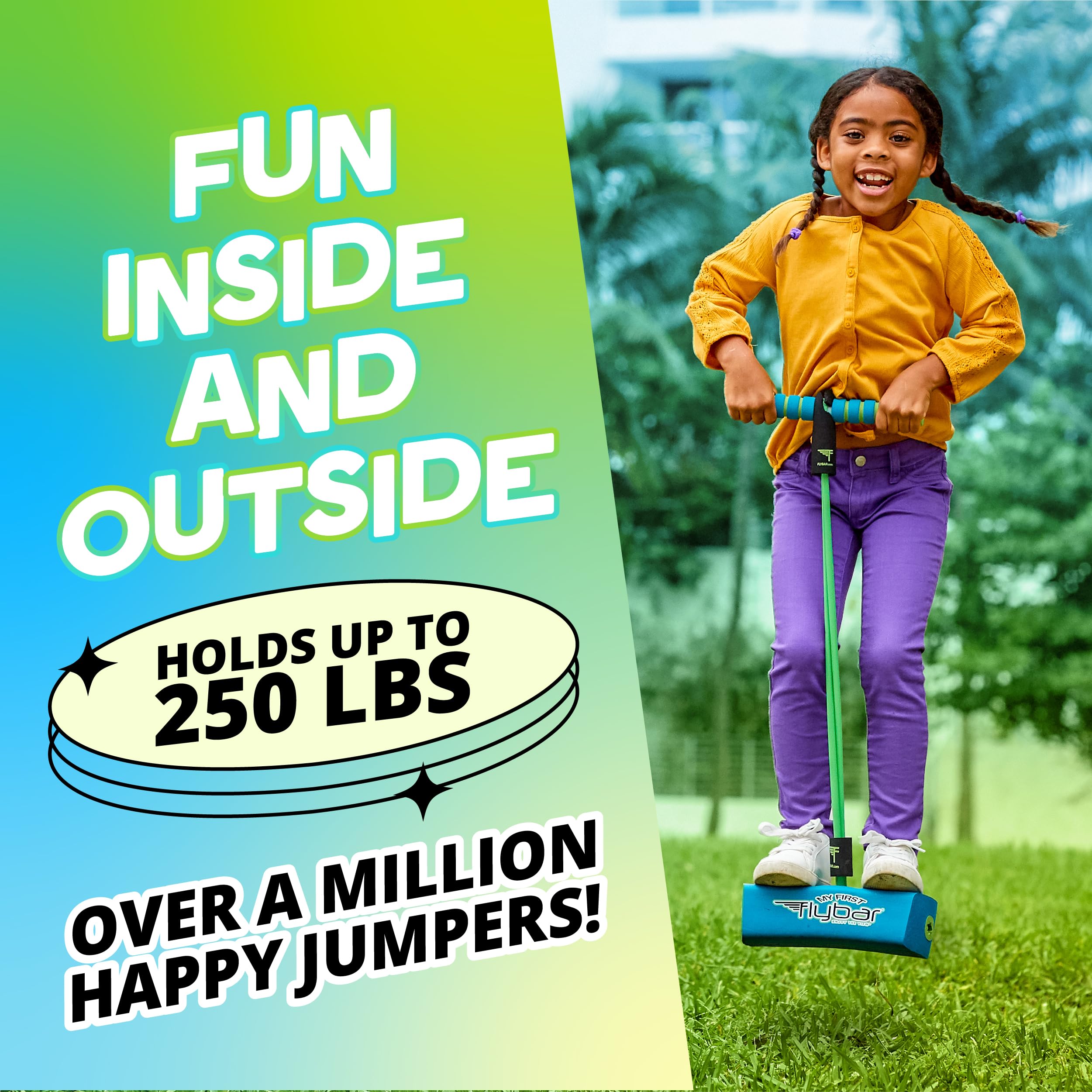 Flybar My First Foam Pogo Jumper - Blue - Bungee Pogo Stick for Kids Ages 3+, Safe Indoor/Outdoor Fun, Supports Up to 250 lbs