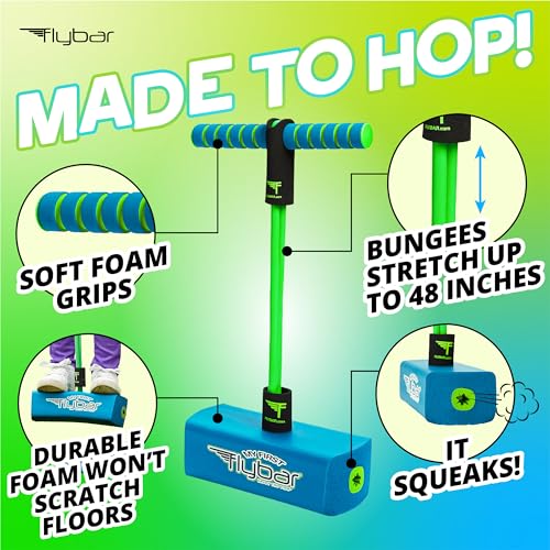 Flybar My First Foam Pogo Jumper - Blue - Bungee Pogo Stick for Kids Ages 3+, Safe Indoor/Outdoor Fun, Supports Up to 250 lbs