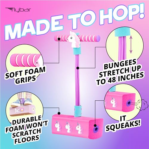 Flybar My First Foam Pogo Jumper - Unicorn Design, Safe Pogo Stick for Toddlers Ages 3+, Supports up to 250lbs