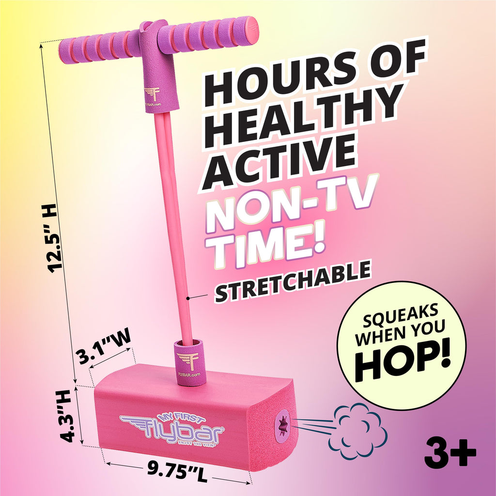 Flybar My First Foam Pogo Jumper – Safe Pink Pogo Stick for Toddlers Ages 3+ with Squeaker, Supports 250lbs