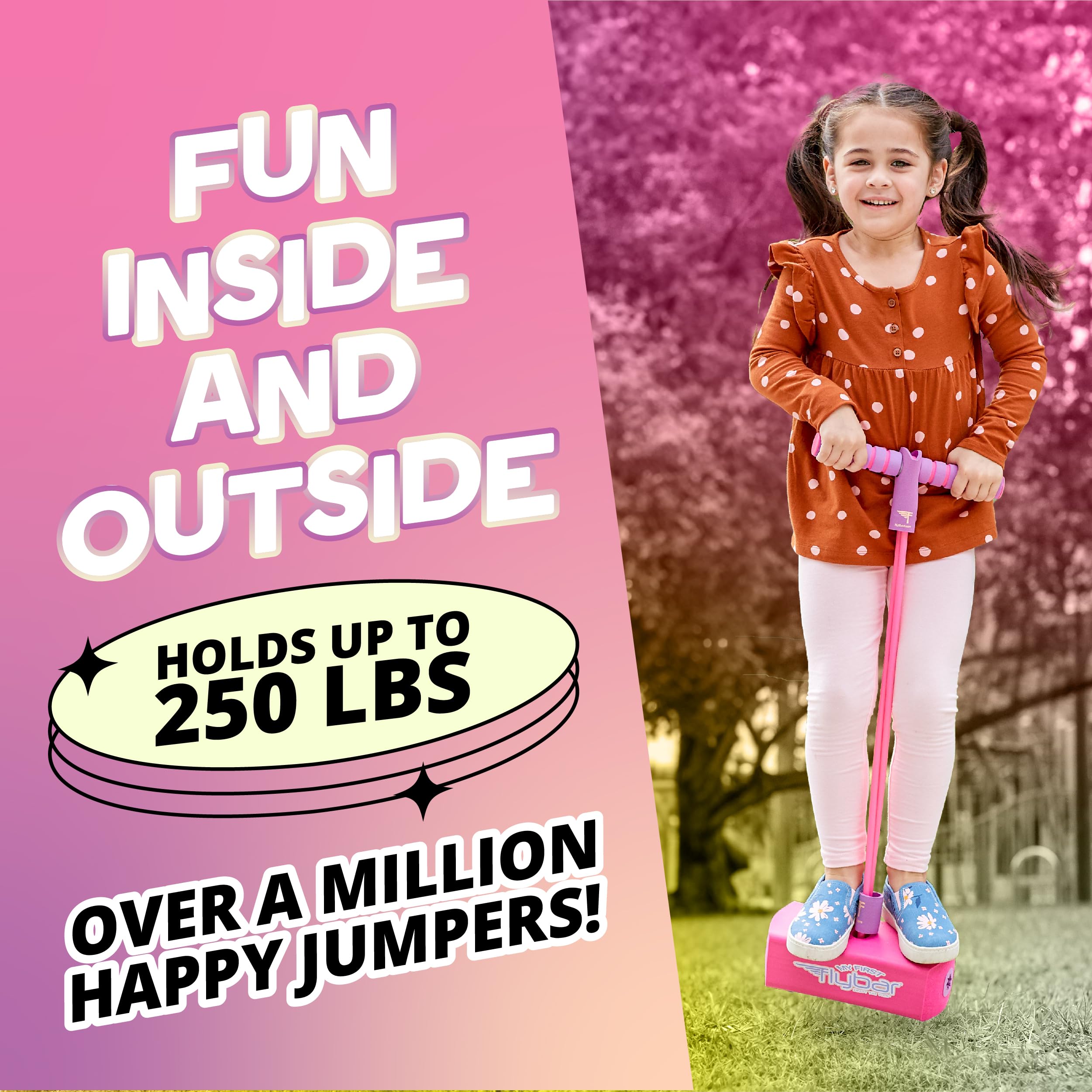 Flybar My First Foam Pogo Jumper – Safe Pink Pogo Stick for Toddlers Ages 3+ with Squeaker, Supports 250lbs