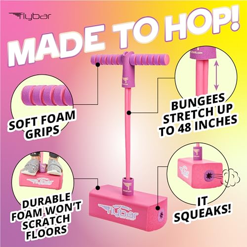 Flybar My First Foam Pogo Jumper – Safe Pink Pogo Stick for Toddlers Ages 3+ with Squeaker, Supports 250lbs