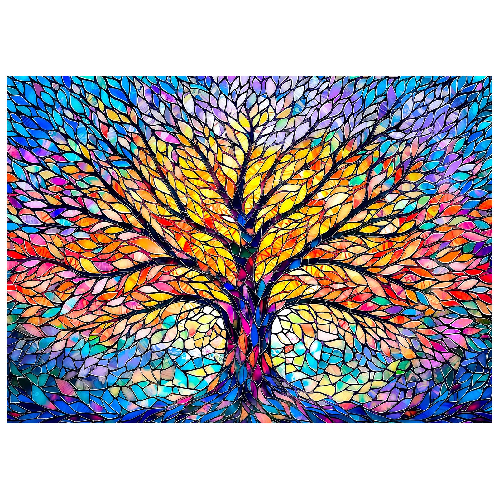 Flyhour Tree of Life Mosaic 1000-Piece Jigsaw Puzzle for Adults – Challenging, with Letters on Back