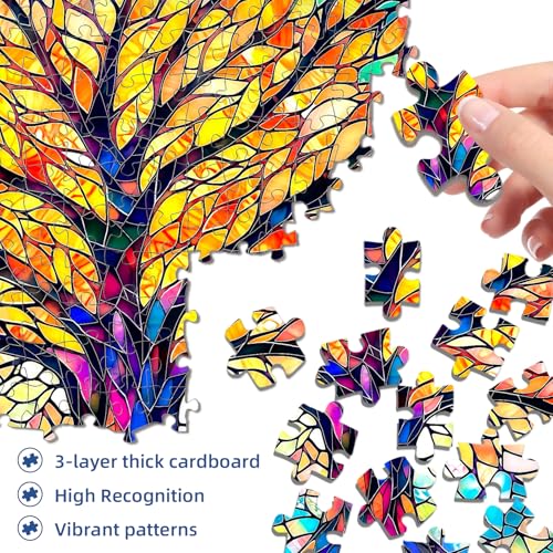 Flyhour Tree of Life Mosaic 1000-Piece Jigsaw Puzzle for Adults – Challenging, with Letters on Back