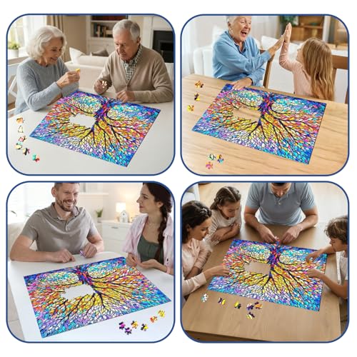 Flyhour Tree of Life Mosaic 1000-Piece Jigsaw Puzzle for Adults – Challenging, with Letters on Back