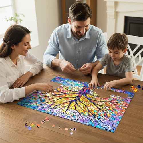Flyhour Tree of Life Mosaic 1000-Piece Jigsaw Puzzle for Adults – Challenging, with Letters on Back
