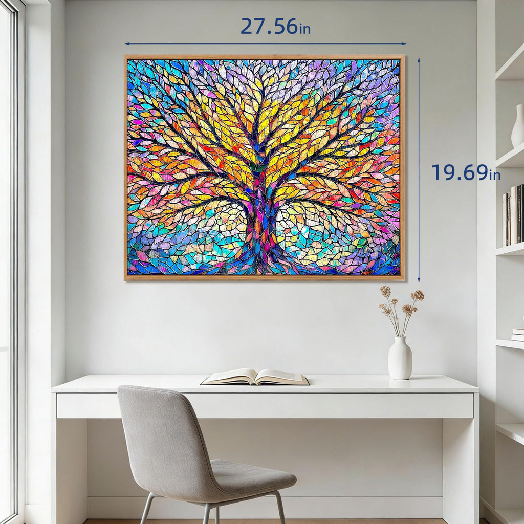 Flyhour Tree of Life Mosaic 1000-Piece Jigsaw Puzzle for Adults – Challenging, with Letters on Back