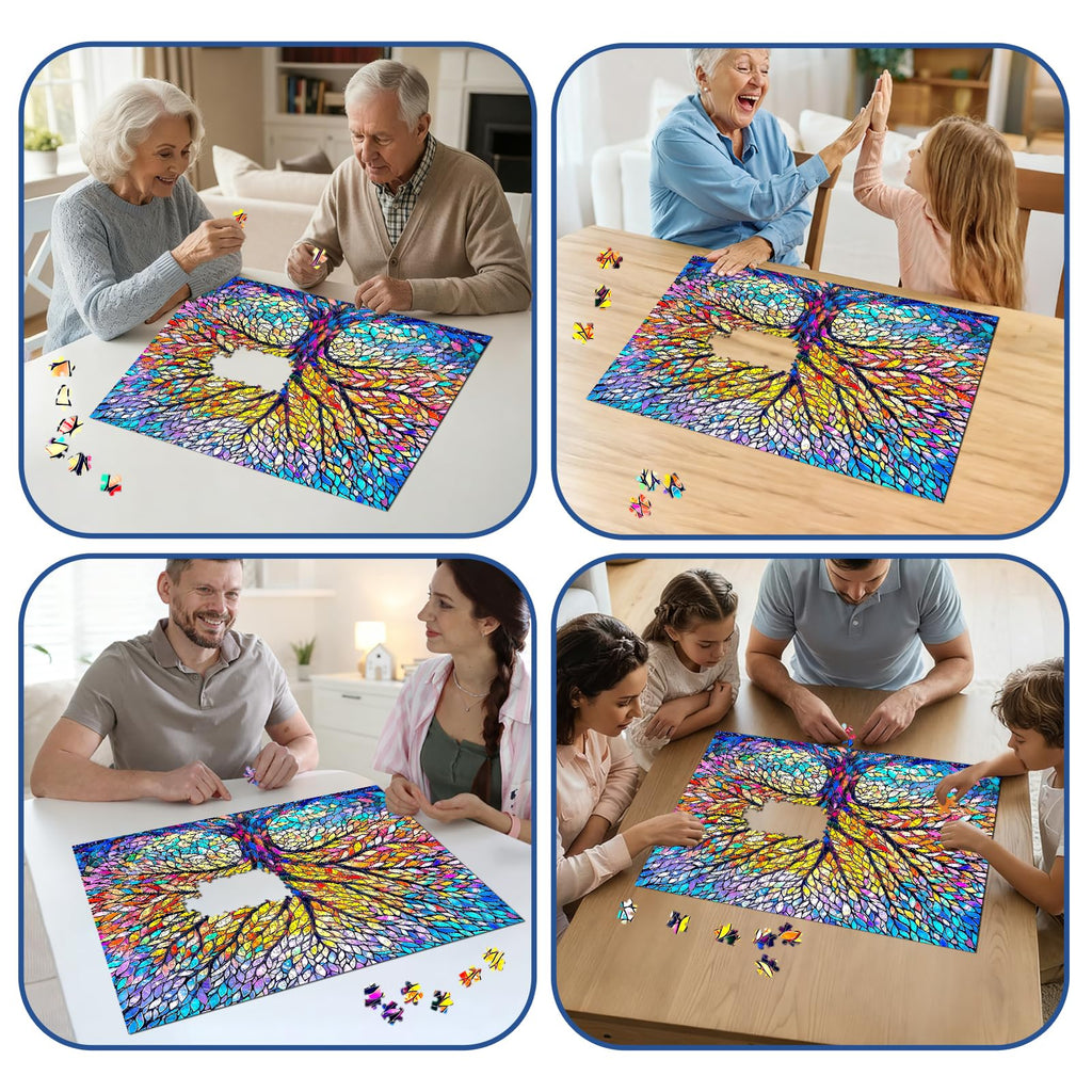 Flyhour Tree of Life Mosaic 1000-Piece Jigsaw Puzzle for Adults – Challenging, with Letters on Back